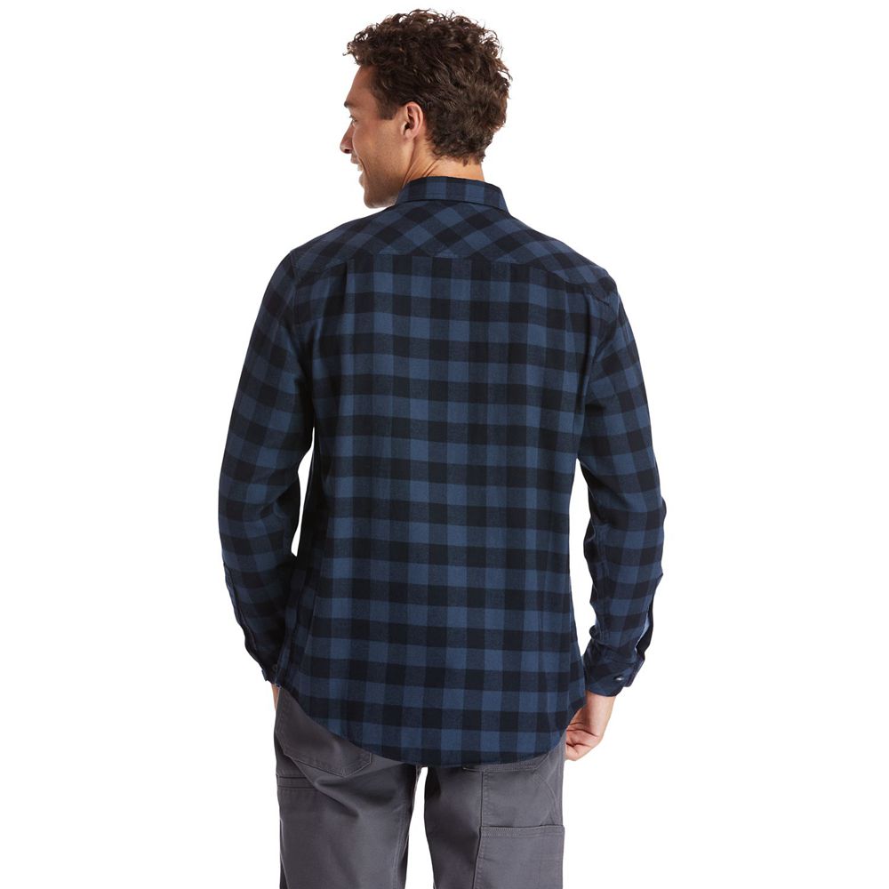 Timberland Mens Shirts PRO® Woodfort Midweight Flannel Work - Navy - India OI9386507